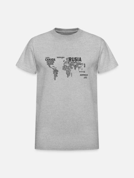World map - Heavyweight Unisex T-Shirt by Gildan - heather gray