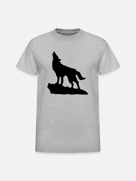 Wolf Howling - Heavyweight Unisex T-Shirt by Gildan - heather gray