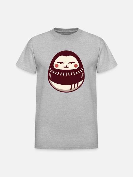 Daruma Doll - Heavyweight Unisex T-Shirt by Gildan - heather gray