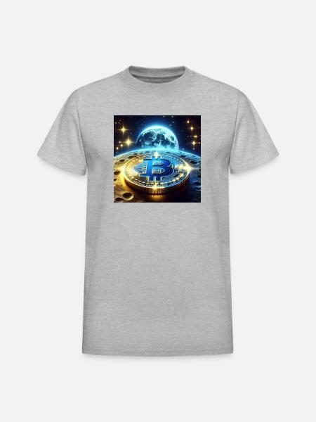 Blue Gold Crypto Coin - Heavyweight Unisex T-Shirt by Gildan - heather gray