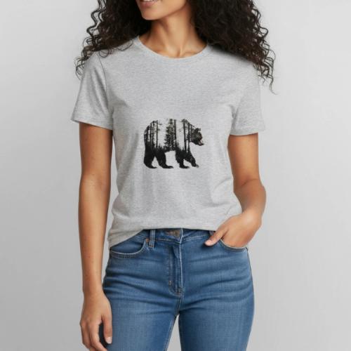 Evergreen Bear Silhouette - Heavyweight Unisex T-Shirt by Gildan