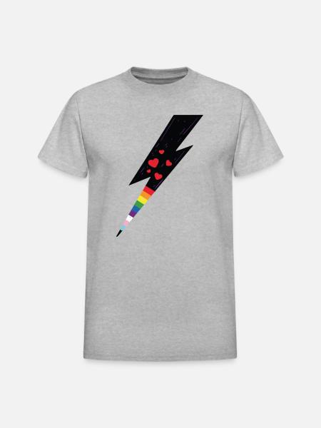 Pride Lightning - Heavyweight Unisex T-Shirt by Gildan - heather gray