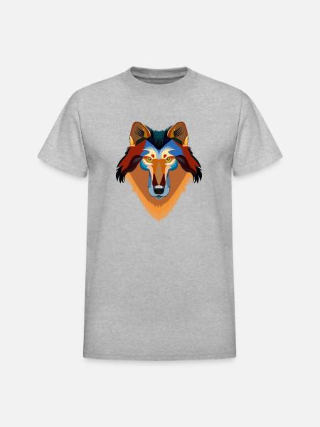 Orange wolf - Heavyweight Unisex T-Shirt by Gildan - heather gray