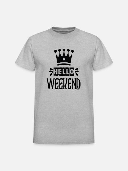 Hello Weekend - Heavyweight Unisex T-Shirt by Gildan - heather gray