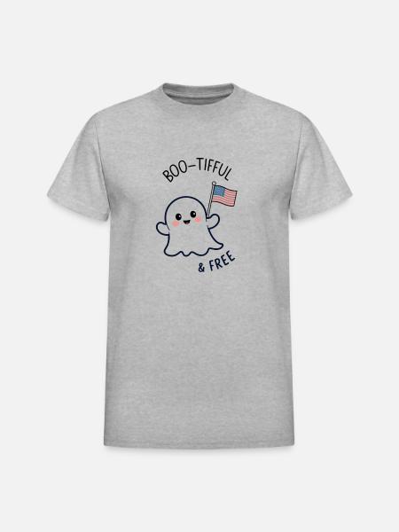 Ghost - 4th of july - Heavyweight Unisex T-Shirt by Gildan - heather gray