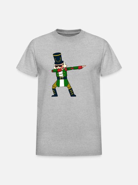 Christmas Soldier Dabbing Nutcracker - Heavyweight Unisex T-Shirt by Gildan - heather gray