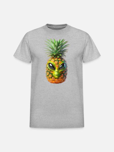Alien Pineapple - Heavyweight Unisex T-Shirt by Gildan - heather gray
