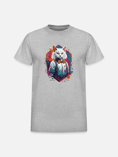 astronaut cat - Heavyweight Unisex T-Shirt by Gildan - heather gray