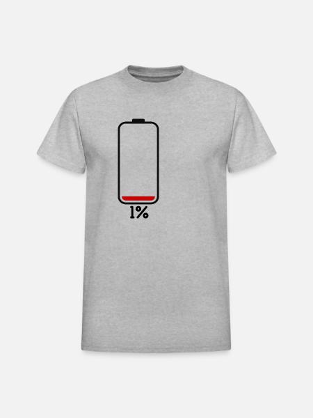 1 Low Battery 1 - Heavyweight Unisex T-Shirt by Gildan - heather gray
