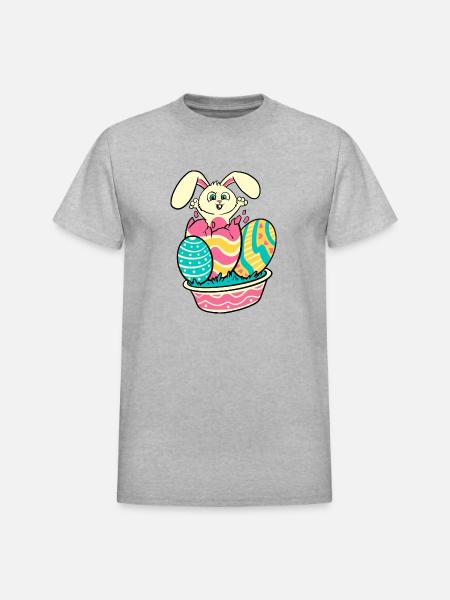Surprise Bunny - Heavyweight Unisex T-Shirt by Gildan - heather gray