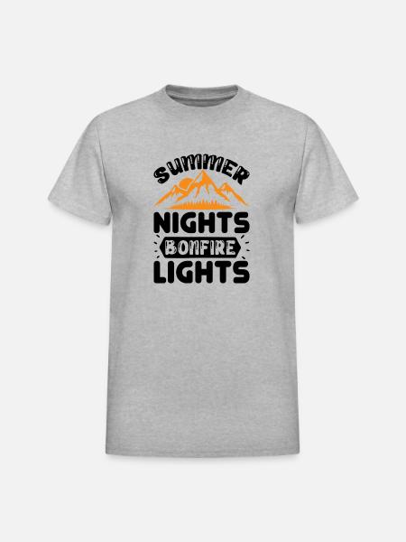Summer nights bonfire lights - Heavyweight Unisex T-Shirt by Gildan - heather gray
