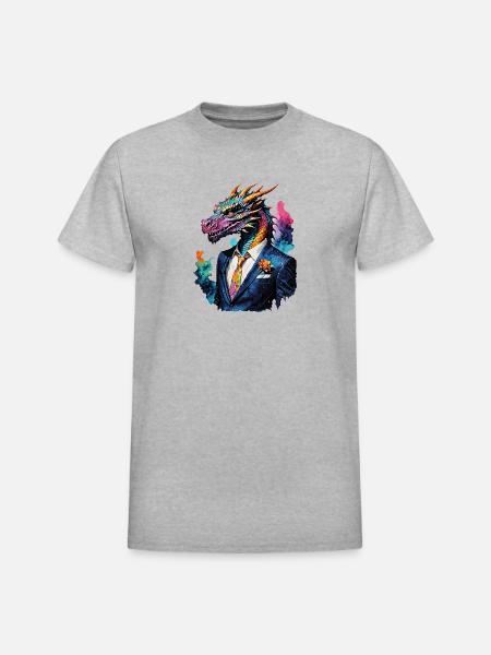 Dragon in suit - Heavyweight Unisex T-Shirt by Gildan - heather gray
