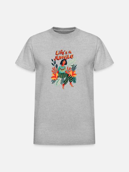 Life's a Jungle - Heavyweight Unisex T-Shirt by Gildan - heather gray
