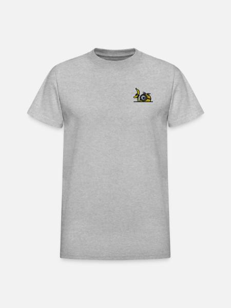 Minions Stuart Banana Embroidery - Heavyweight Unisex T-Shirt by Gildan - heather gray