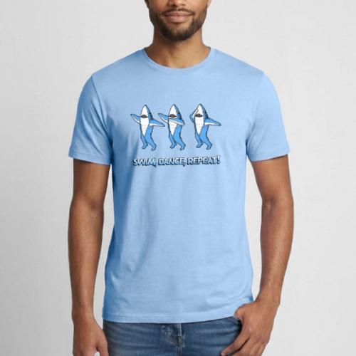 Dancing Sharks - Swim, Dance, Repeat - Heavyweight Unisex T-Shirt by Gildan