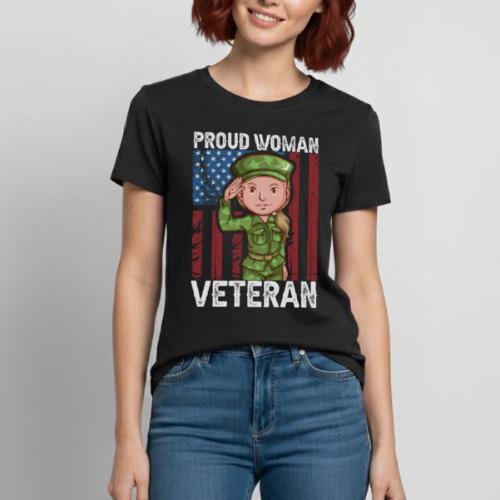 Proud Woman Veteran - Heavyweight Unisex T-Shirt by Gildan