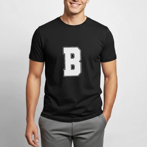 White Letter B – Varsity Alphabet Monogram - Heavyweight Unisex T-Shirt by Gildan
