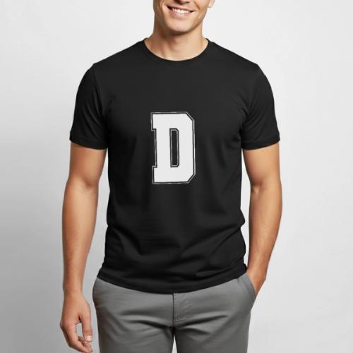 White Letter D – Varsity Alphabet Monogram - Heavyweight Unisex T-Shirt by Gildan
