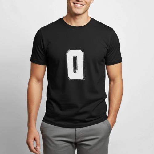 White Letter Q – Varsity Alphabet Monogram - Heavyweight Unisex T-Shirt by Gildan