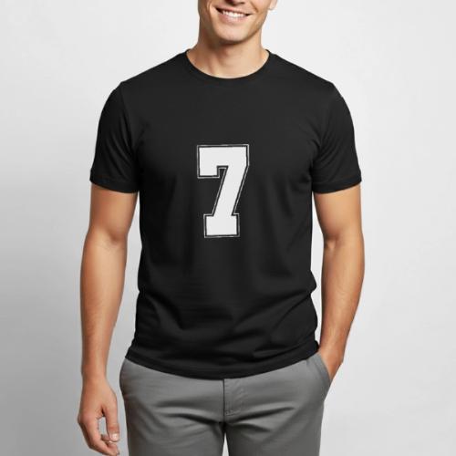 White Number 7 – Varsity Font - Heavyweight Unisex T-Shirt by Gildan