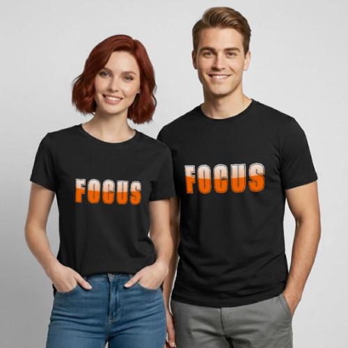 FOCUS Vibrant Orange Motivational Word Design - Heavyweight Unisex T-Shirt by Gildan