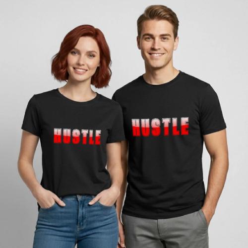 HUSTLE Bold Red Motivational Typography Design - Heavyweight Unisex T-Shirt by Gildan