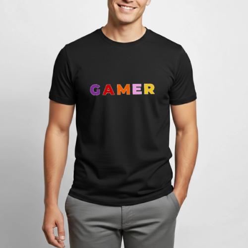 Multicolor GAMER Typography Design - Heavyweight Unisex T-Shirt by Gildan