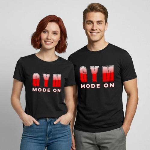 Gym Mode On Fitness Typography Design - Heavyweight Unisex T-Shirt by Gildan
