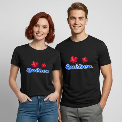 Québec with two red maple leaves - Heavyweight Unisex T-Shirt by Gildan