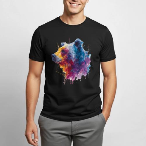 Watercolor Bear Portrait - Heavyweight Unisex T-Shirt by Gildan