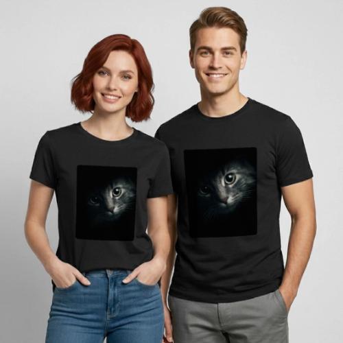 Cat Face in Shadow Close-Up Design - Heavyweight Unisex T-Shirt by Gildan