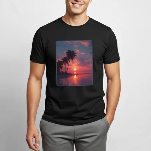 Tropical Sunset Ocean Reflection Design - Heavyweight Unisex T-Shirt by Gildan