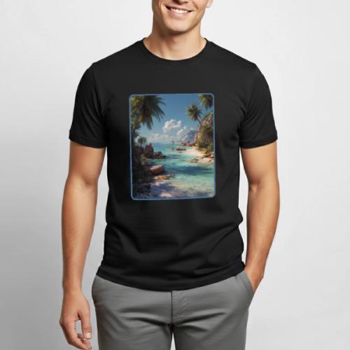 Tropical Island Paradise Ocean Design - Heavyweight Unisex T-Shirt by Gildan