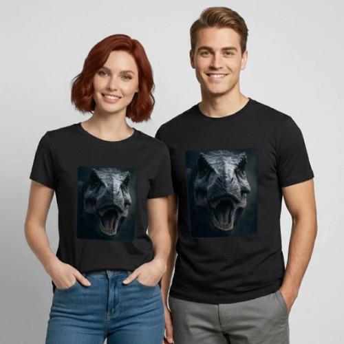 T Rex Cinematic Close-Up Design - Heavyweight Unisex T-Shirt by Gildan