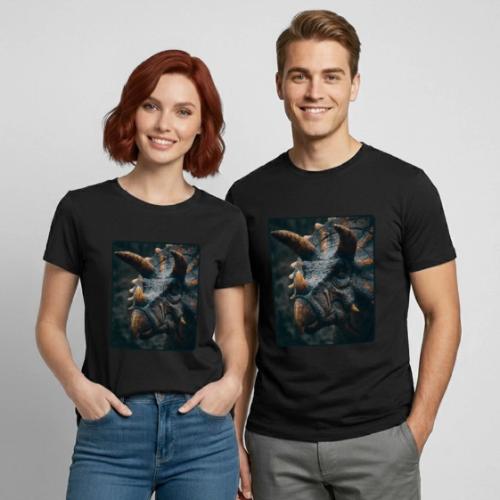 Triceratops Detailed Portrait Design - Heavyweight Unisex T-Shirt by Gildan