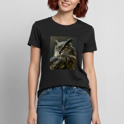 Eurasian Eagle Owl Portrait Design - Heavyweight Unisex T-Shirt by Gildan