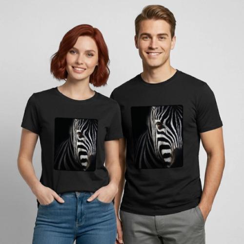 Zebra High Contrast Portrait Design - Heavyweight Unisex T-Shirt by Gildan