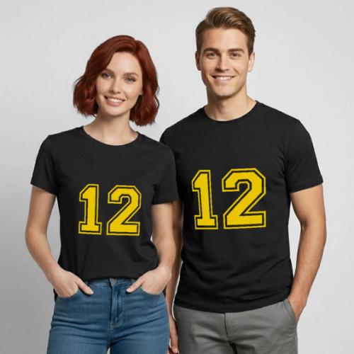 Number 12 in a classic athletic collegiate font - Heavyweight Unisex T-Shirt by Gildan