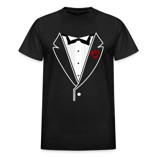 Tuxedo w/White Lapel - Heavyweight Unisex T-Shirt by Gildan