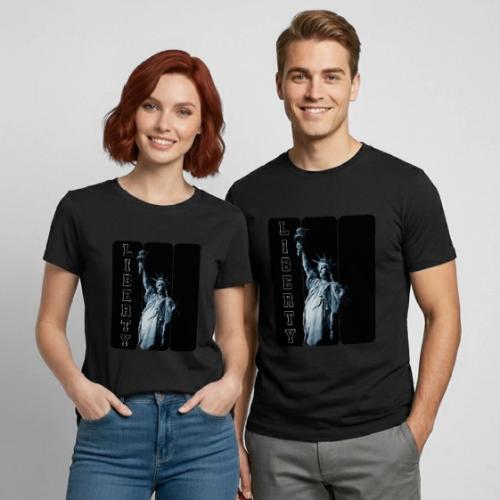 USA: Vertical Liberty - Heavyweight Unisex T-Shirt by Gildan