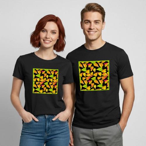 Neon Leaf Art Elegance - Heavyweight Unisex T-Shirt by Gildan