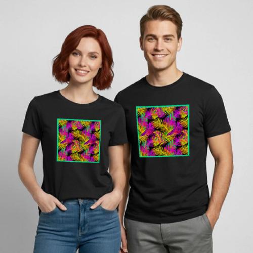 Chic Neon Leaf Lively Design - Heavyweight Unisex T-Shirt by Gildan