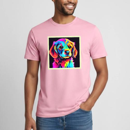 Rainbow Dog Portrait Art - Heavyweight Unisex T-Shirt by Gildan