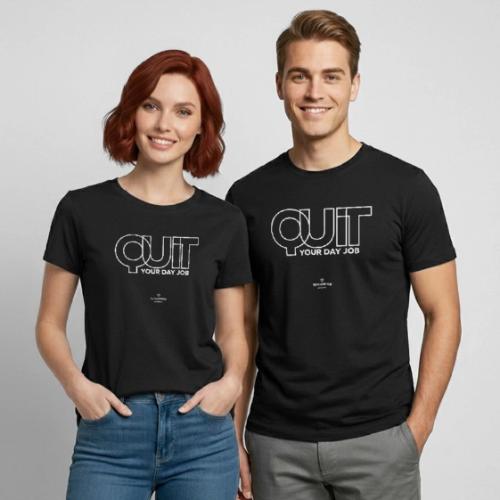 Quit in white - Heavyweight Unisex T-Shirt by Gildan