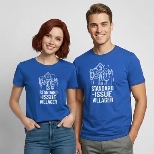 Standard-Issue Villagers (White on Color) - Heavyweight Unisex T-Shirt by Gildan