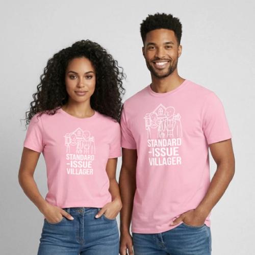 Standard-Issue Villagers (White on Color) - Heavyweight Unisex T-Shirt by Gildan