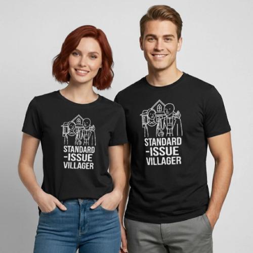 Standard-Issue Villagers (White on Color) - Heavyweight Unisex T-Shirt by Gildan