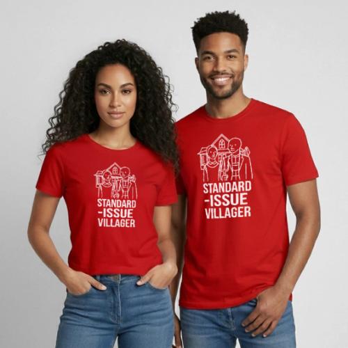 Standard-Issue Villagers (White on Color) - Heavyweight Unisex T-Shirt by Gildan