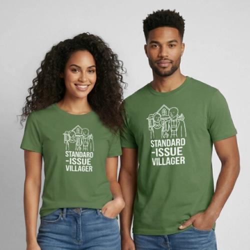 Standard-Issue Villagers (White on Color) - Heavyweight Unisex T-Shirt by Gildan