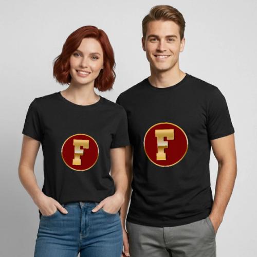 Letter F – Capital Varsity Alphabet Monogram - Heavyweight Unisex T-Shirt by Gildan